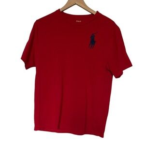 Youth Ralph Lauren Polo Shirt  XL 18-20 Red Blue Big Pony Logo Casual Youth